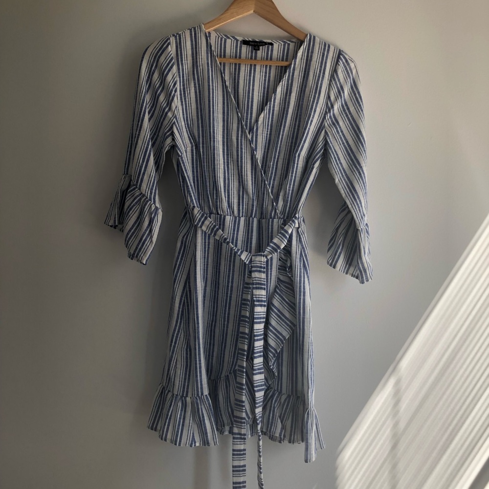 Linen Blend Faux-Wrap Dress - Picture 4 of 5